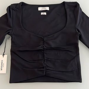 Long Sleeve Cropped Top, Black (Brand new)